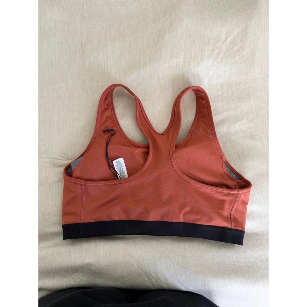 Nike Swoosh Sports Bra Women's XL Burnt Orange Black‎ Medium Support Compressi